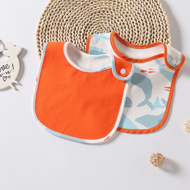 Bộ 2 Yếm Ăn Cotton Mềm Mại Chống Thấm Nước Cho Bé Sơ Sinh