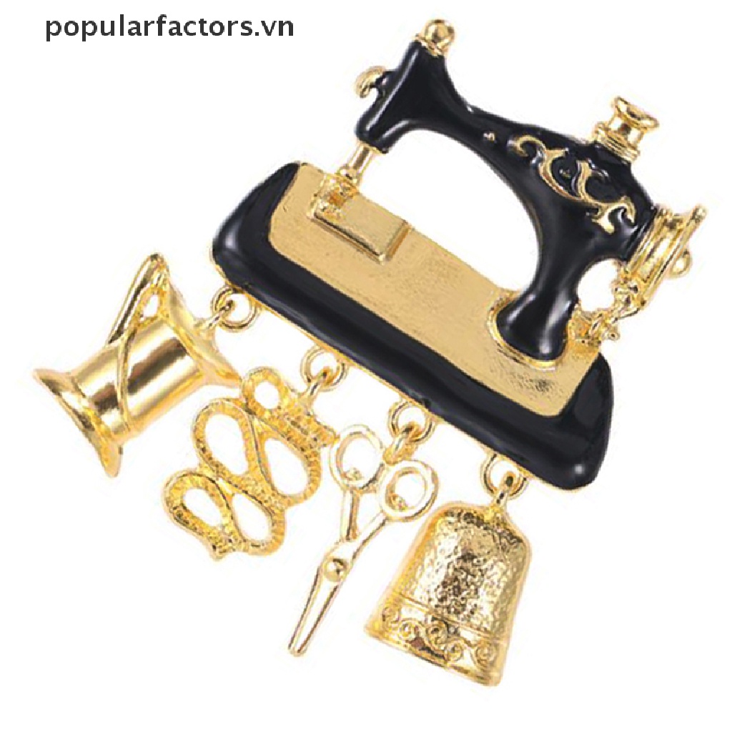 1 Ghim Cài Áo Hình Máy May Phong Cách Vintage Mạ Vàng