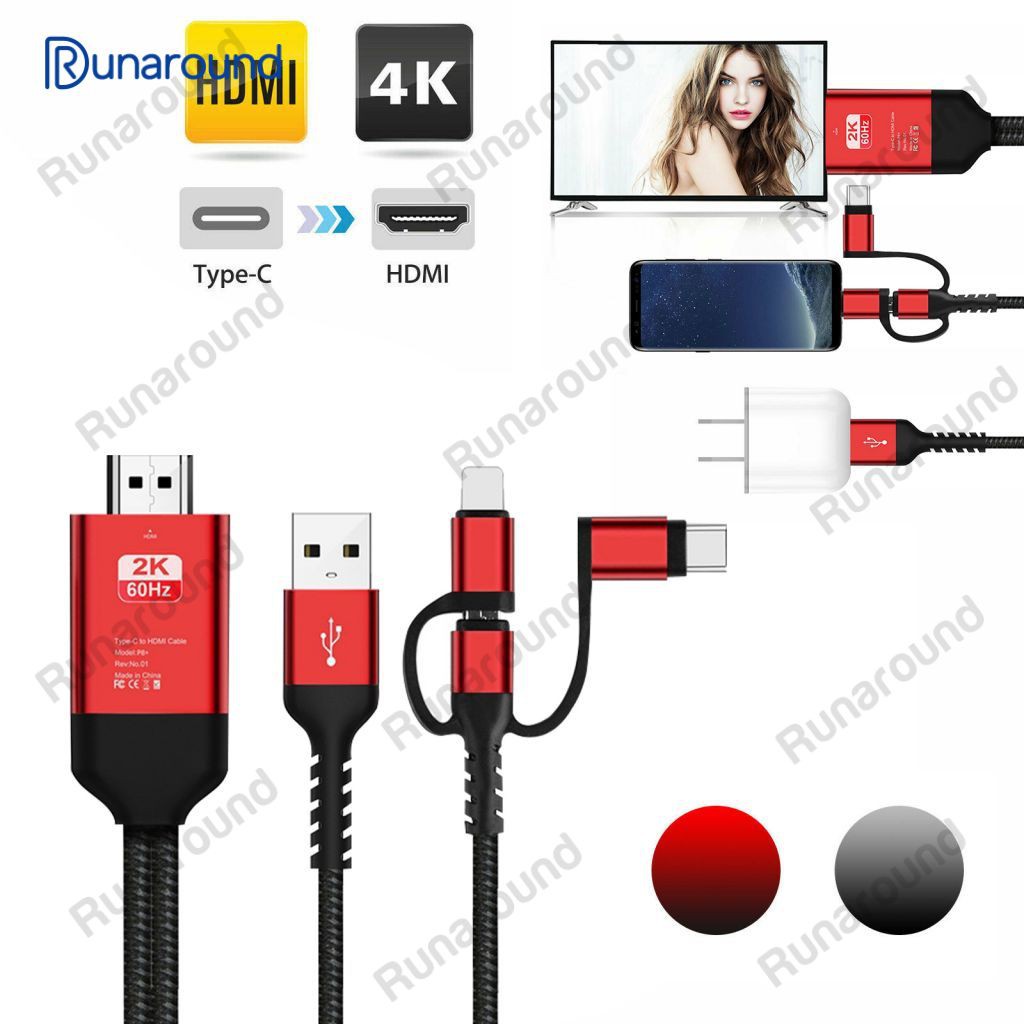 Cáp Chuyển Đổi 3 Trong 1 Micro Usb Type C Sang Hdmi Cho Iphone 11 Pro X 7 8 Ipad Samsung S8 S9 Ios Android Phone To Tv Hdtv Xrar