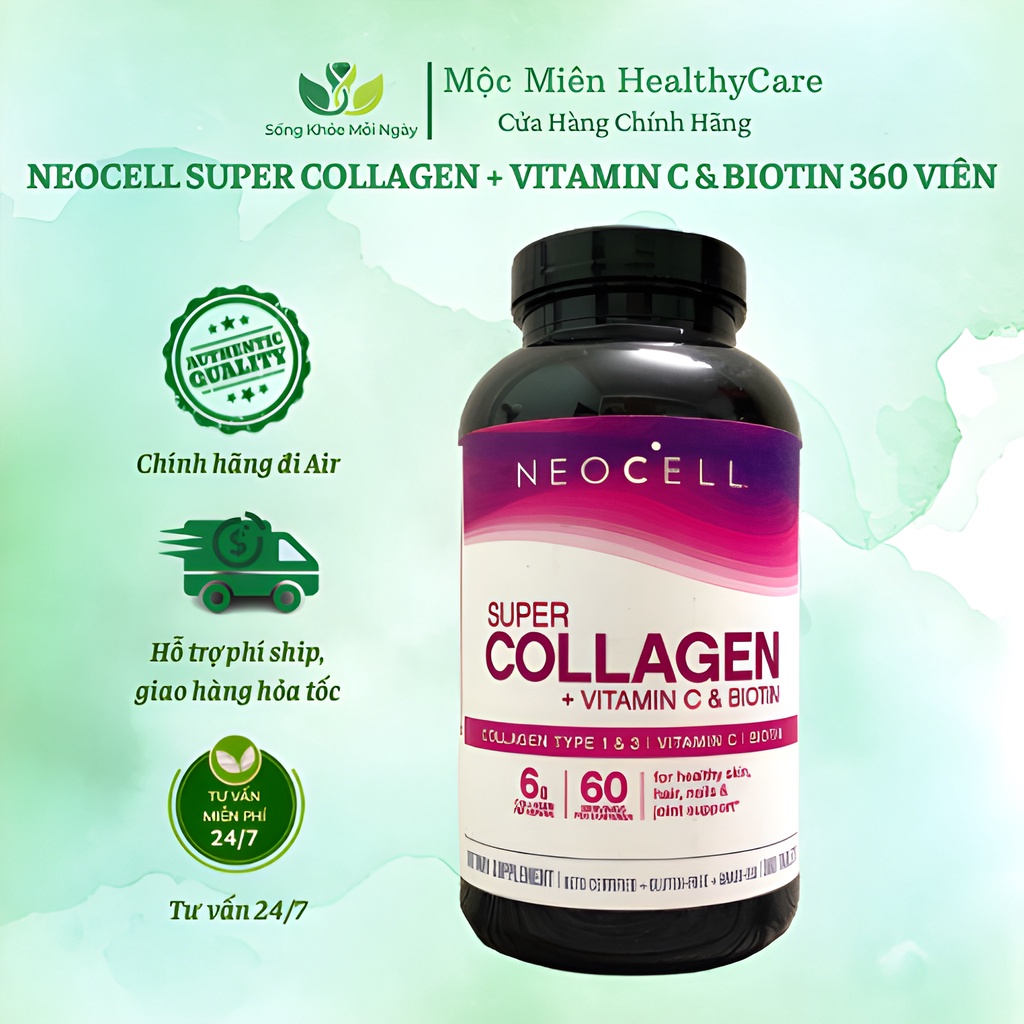 [MỸ] Viên uống Collagen Neocell Super Collagen + Vitamin C & Biotin 360 Viên