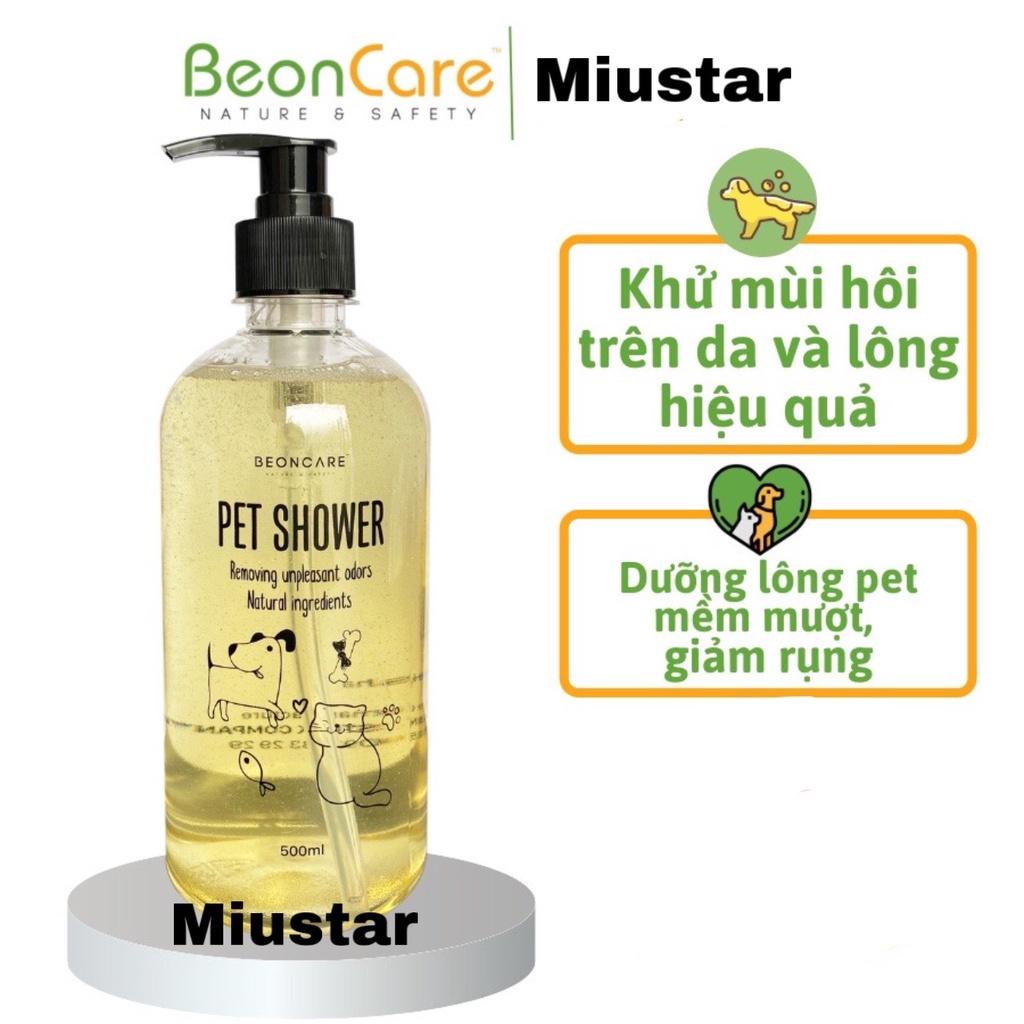 Sữa tắm Khử mùi Dưỡng lông cho chó mèo sơ sinh Beoncare 500ml