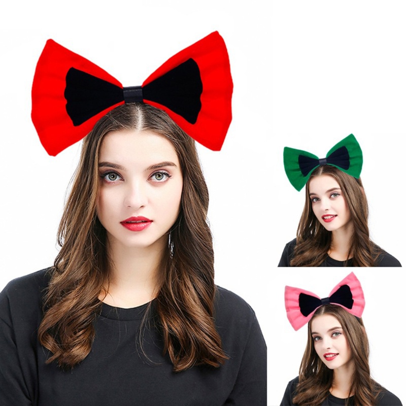 Băng Đô Nơ Lớn Xếp Ly Trang Trí Tiệc Halloween / Giáng Sinh