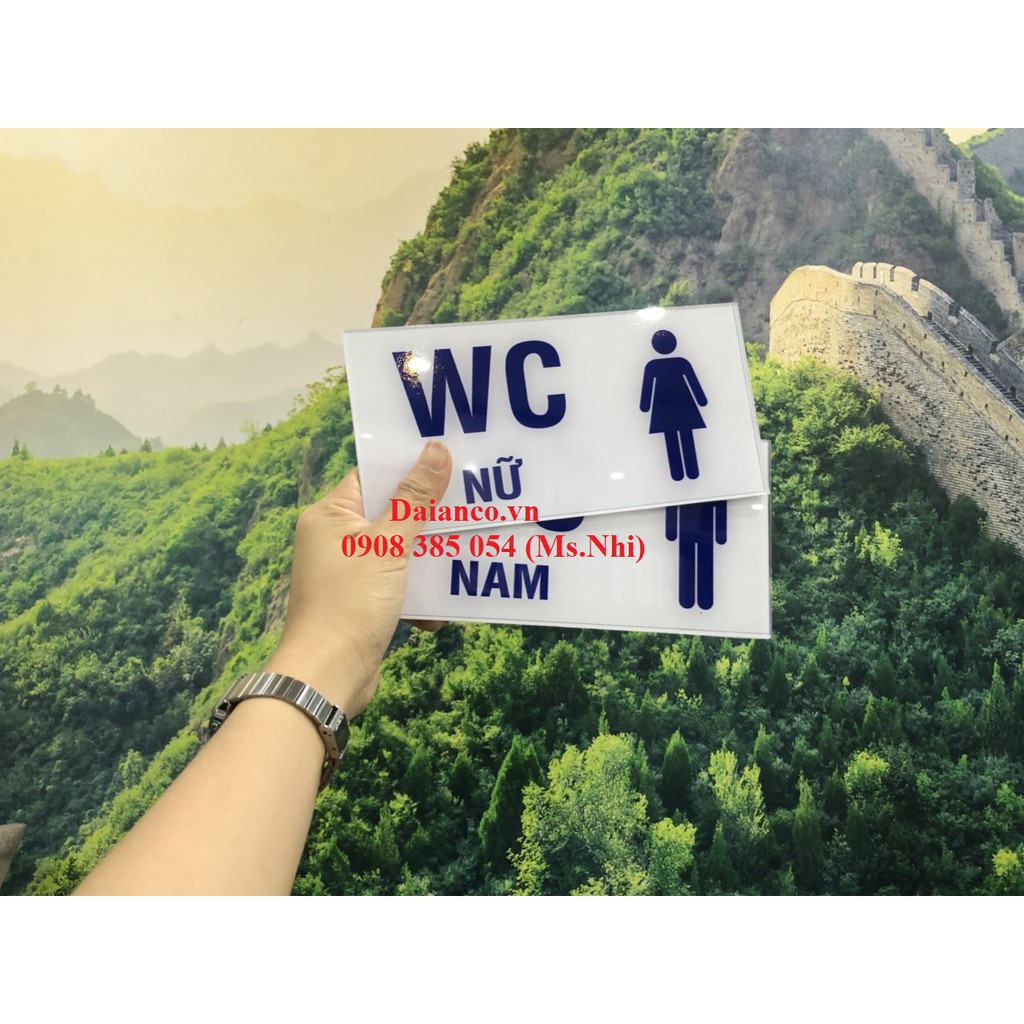 Combo 2 tấm bảng chỉ dẫn nhà vệ sinh nam nữ (10x20cm)- Hình thật