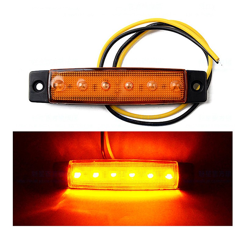 -10X 12V 6LED Side Marker Indicators Lights Lamp Truck Trailer Bus Boat (Color:Amber)