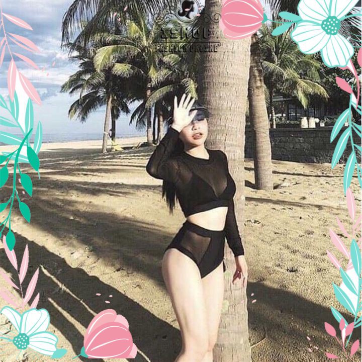 Bikini 2 Mảnh Áo Tắm Biển Tay Dài Thời Trang