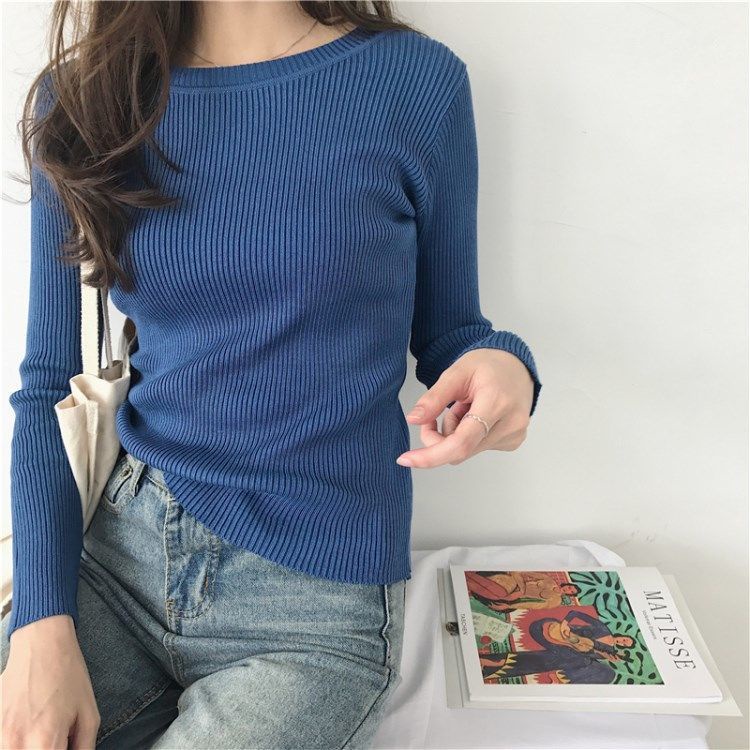 Áo Sweater Trơn Tay Dài Thời Trang Trẻ Trung 198826 Áo Sweater Dáng Ôm Thiết Kế Đơn Giản Cá Tính