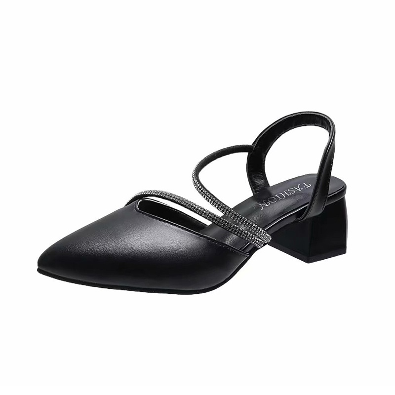 Giày sandal xỏ chân IELGY mũi nhọn đế dày đính đá giả thời trang cho nữ