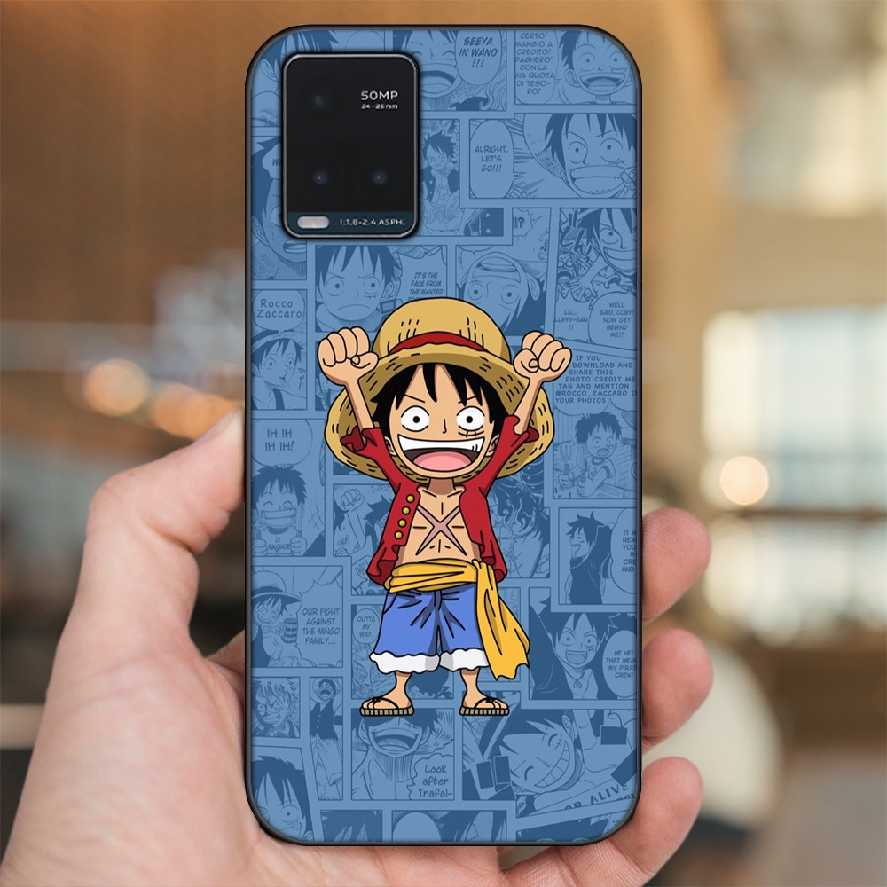 Ốp lưng Vivo Y21s, Y33s viền đen in hình Luffy One Piece