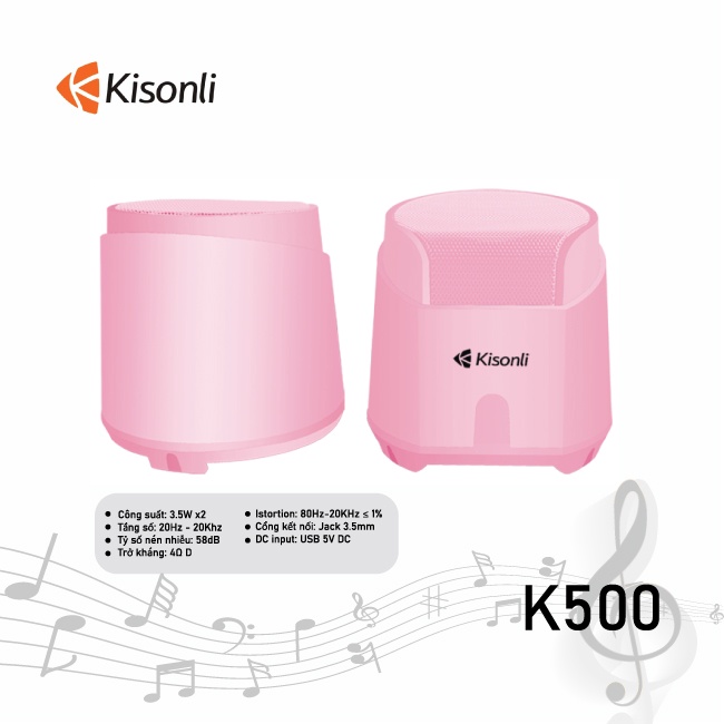 Loa 2.0 Kisonli K500 Pink LED