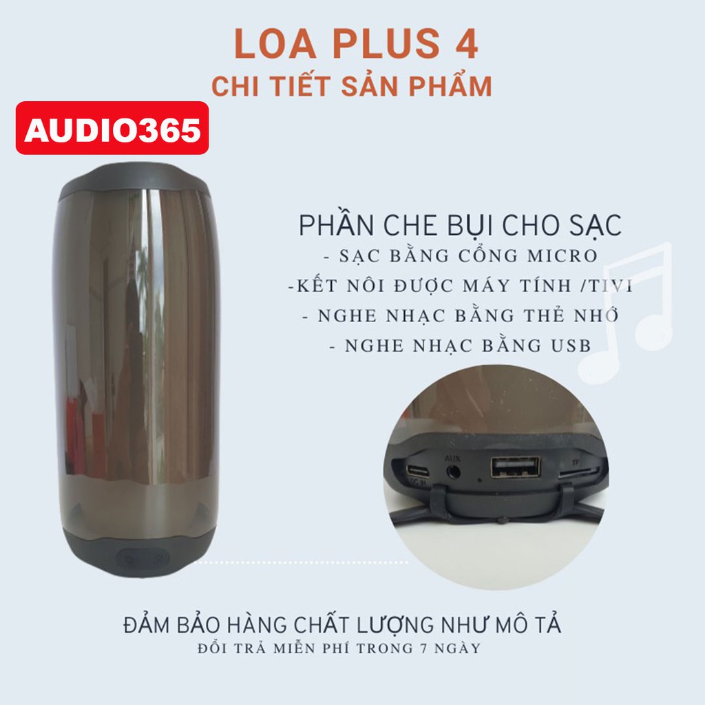 Loa bluetooth Pulse4 Pin trâu, Bass siêu mạnh, đèn Led theo nhạc, có cổng USB, thẻ nhớ, âm thanh cực hay