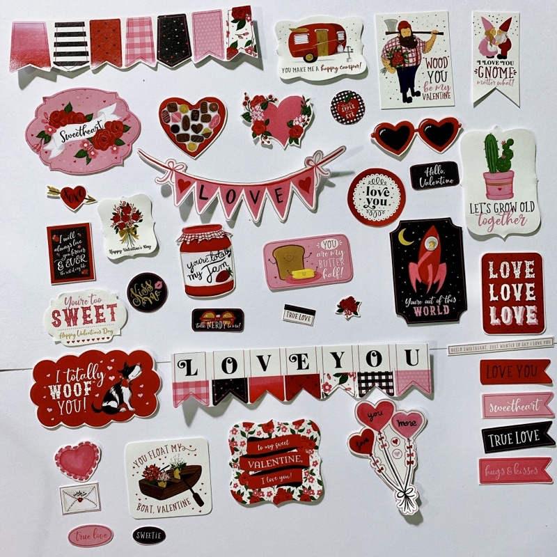 Die cut sticker Sweet heart cắt sẵn - trang trí love box, scrapbook, khung ảnh nổi