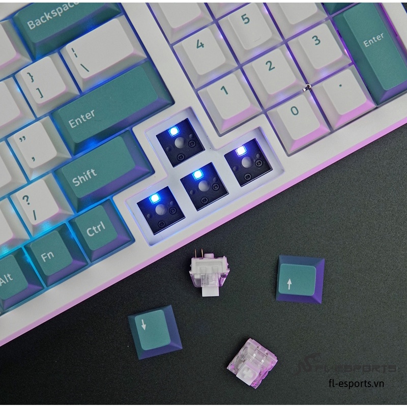 Bàn phím cơ FL-Esports FL980CPS Aqua Green 1 Mode - Hàng chính hãng
