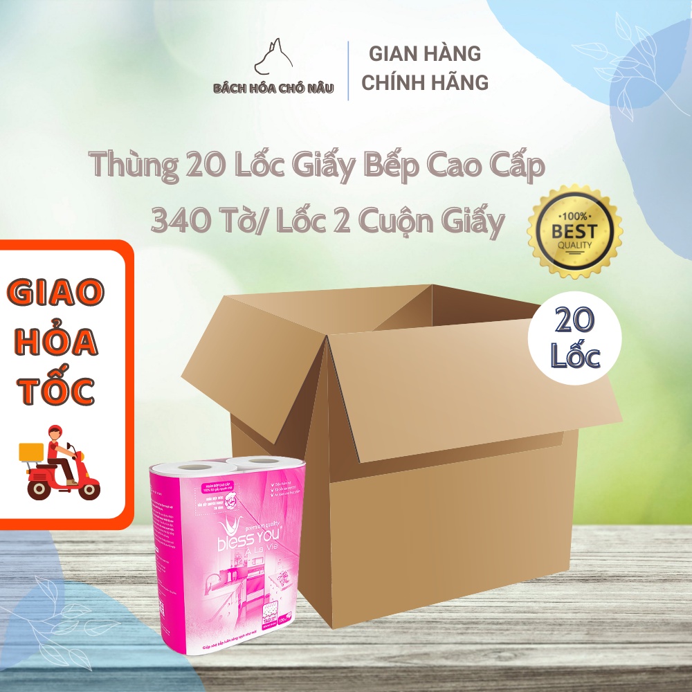 Thùng 20 Lốc Khăn Giấy Bếp Bless You À La Vie Siêu Thấm Hút, An Toàn, 170 Tờ Giấy 2 Lớp Cao Cấp [ Hàng Mới Chính Hãng]