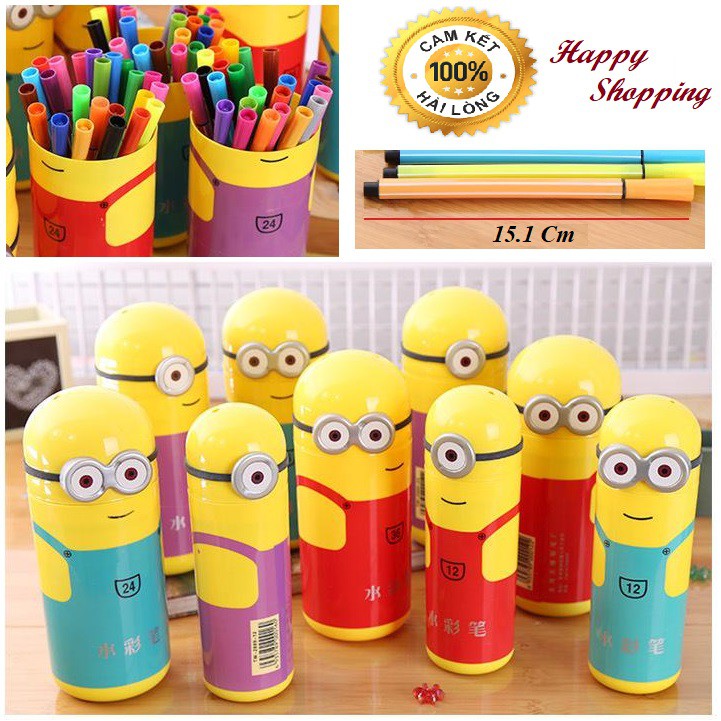 Bút Cọ Vẽ Màu Nước Minion 24 Cây Cho Bé Yêu