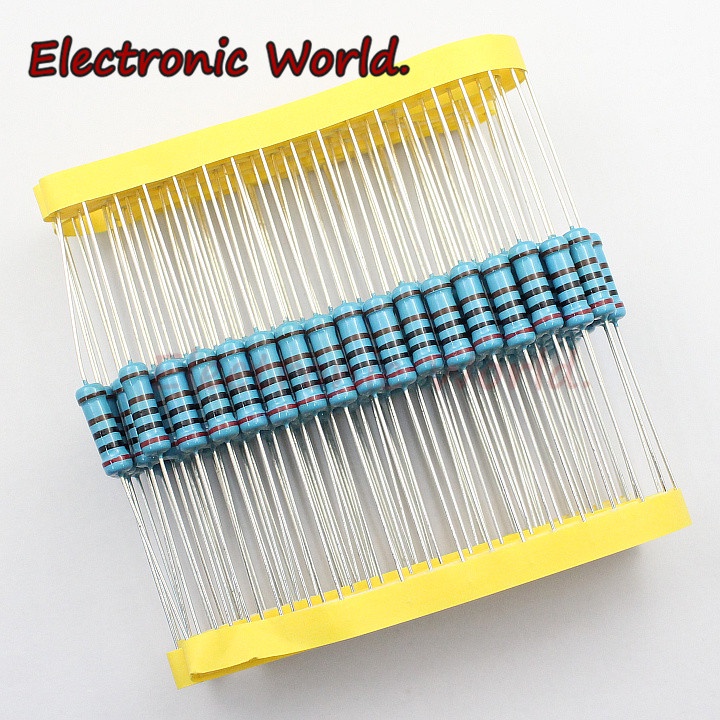 100 Cái / bộ 1 / 4W Phim Kim Loại Điện Trở 1% Năm Màu Vòng Điện Trở Linh Kiện 1.3 Ou 2M 10K4.7K 10 O