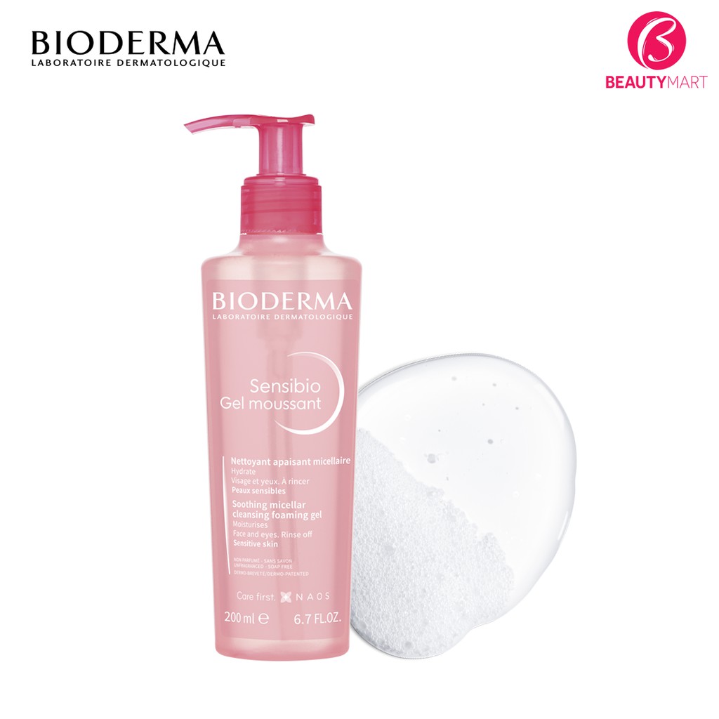 [Freeship+Tặng quà] Sữa rửa mặt cho da nhạy cảm Bioderma Sensibio Gel Moussant 200ml chính hãng Pháp - BeautyMart
