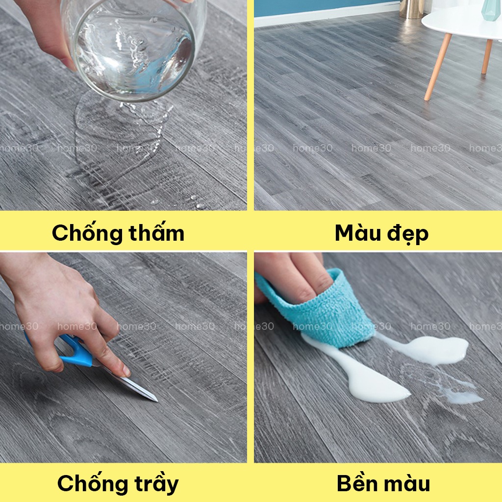 Simili trải sàn vân gỗ miếng thảm nhựa lót nền giả gỗ pvc nhám chống trơn trượt