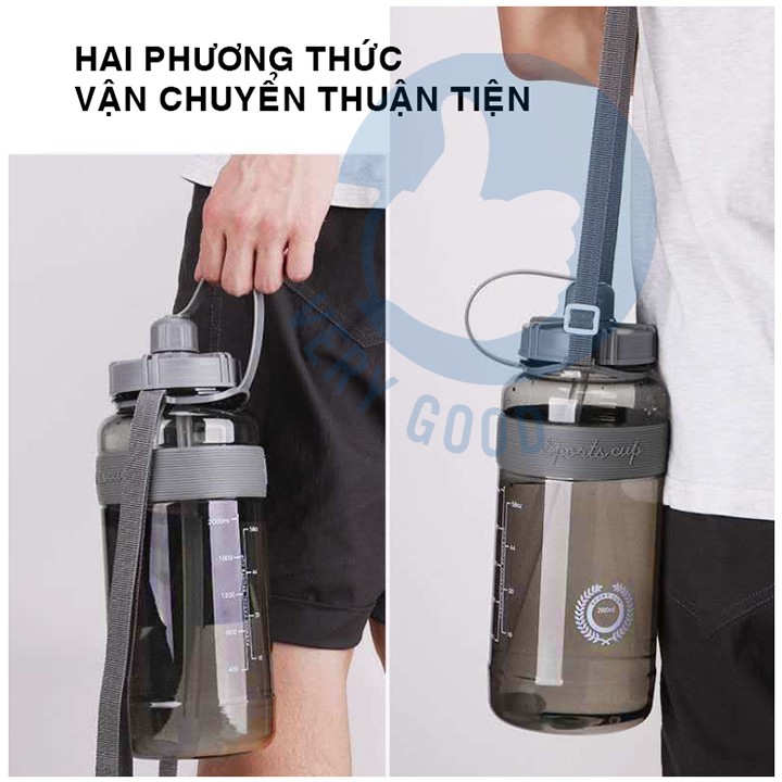 Bình Đựng Nước Thể Thao ,Tập Gym Có Ống Hút Sport Cup Kèm Dây Đeo Tiện Lợi GY36