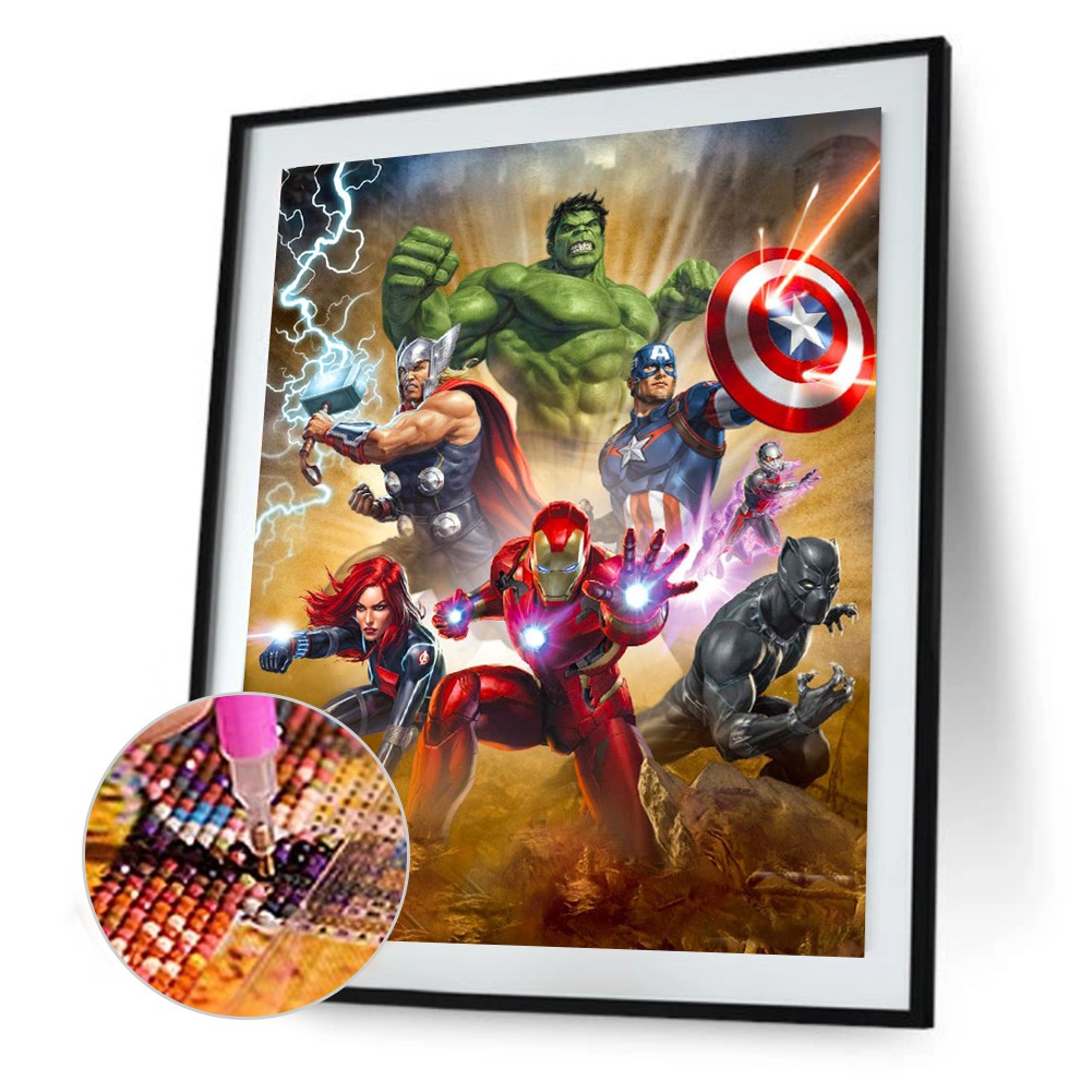 Bộ Tranh Đính Đá 5d Tự Làm Họa Tiết Siêu Anh Hùng Marvel