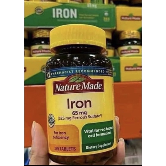 Date/2026 viên uống sắt Iron nature Made 365viên
