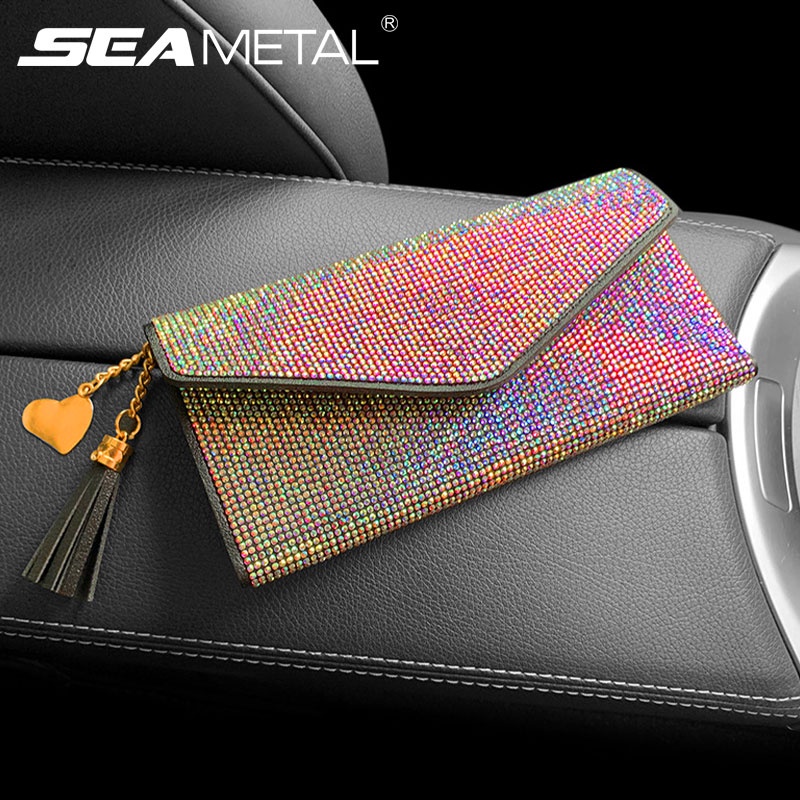 Ví SEAMETAL đựng thẻ ô tô bằng lái xe đính pha lê hai mặt