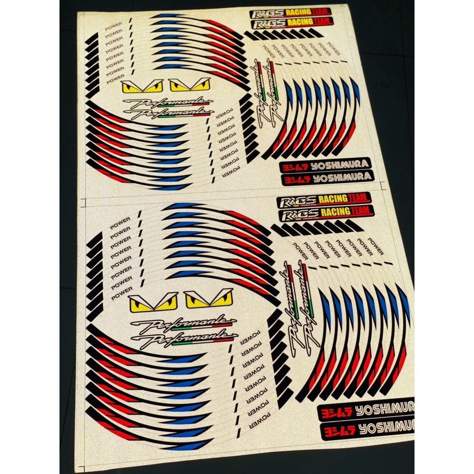 [ 1 Bộ 1 Xe 2 bánh ] Bộ tem decal sticker dán vành bánh mâm phản quang 3M dán mọi loại xe