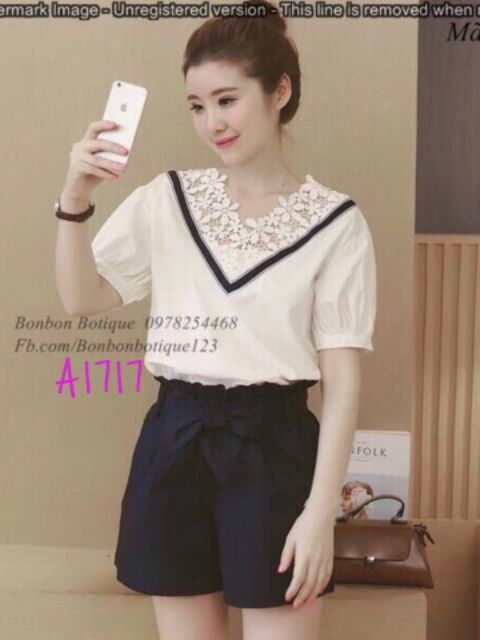 SALE HẾT MẪU - Áo cổ tim viền ren