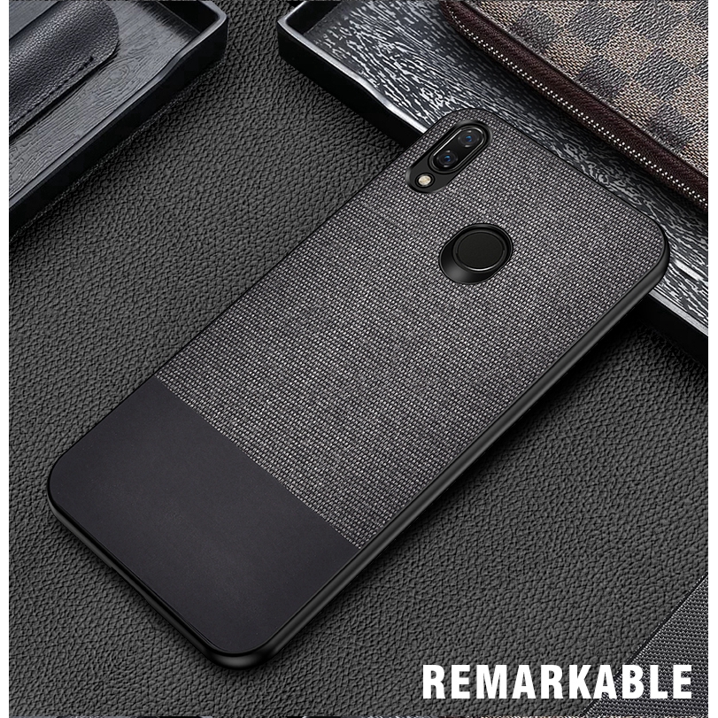 Xiaomi Redmi Note 7 Fabric +PU Leather Soft Hybrid Case Cover High Quality Cavans fabric