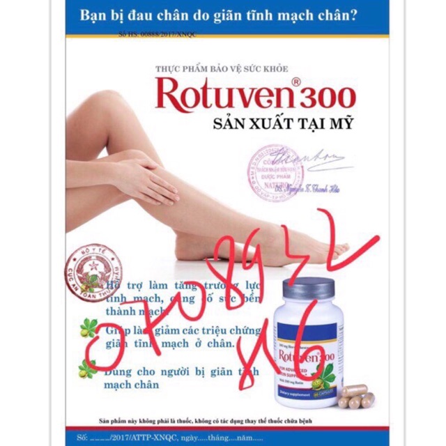 Rotuven 300 (hàng chính hãng USA) hỗ trợ giảm các triệu chứng giãn tĩnh mạch ở chân