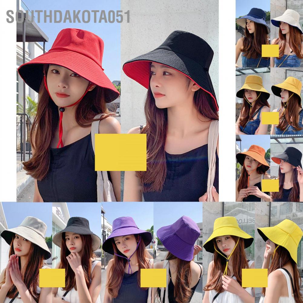 Mũ vải đội mùa hè vành rộng có dây buộc phù hợp các hoạt động ngoài trời đi bộ đường dài câu cá