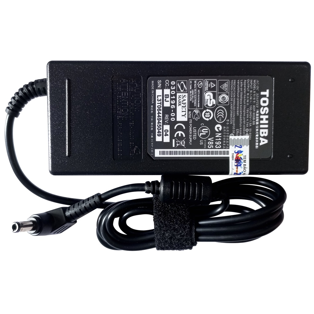 Sạc laptop TOSHIBA 19V 3.42A / 4.74A chuôi sạc 5.5 x 2.5mm sạc ZIN dây sạc Toshiba mới 100% tặng kèm dây nguồn KITPRO