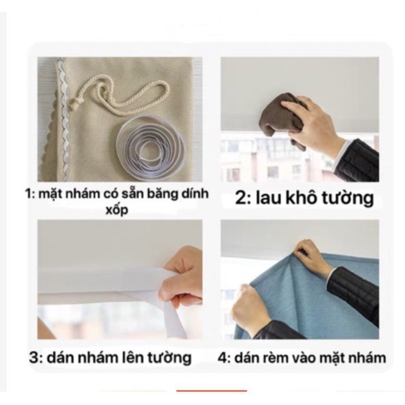 Rèm cửa dán tường chống nắng cực tốt - Loại 1 lớp dày cản sáng, họa tiết sao 5 màu đủ kích thước - Tặng dây buộc rèm