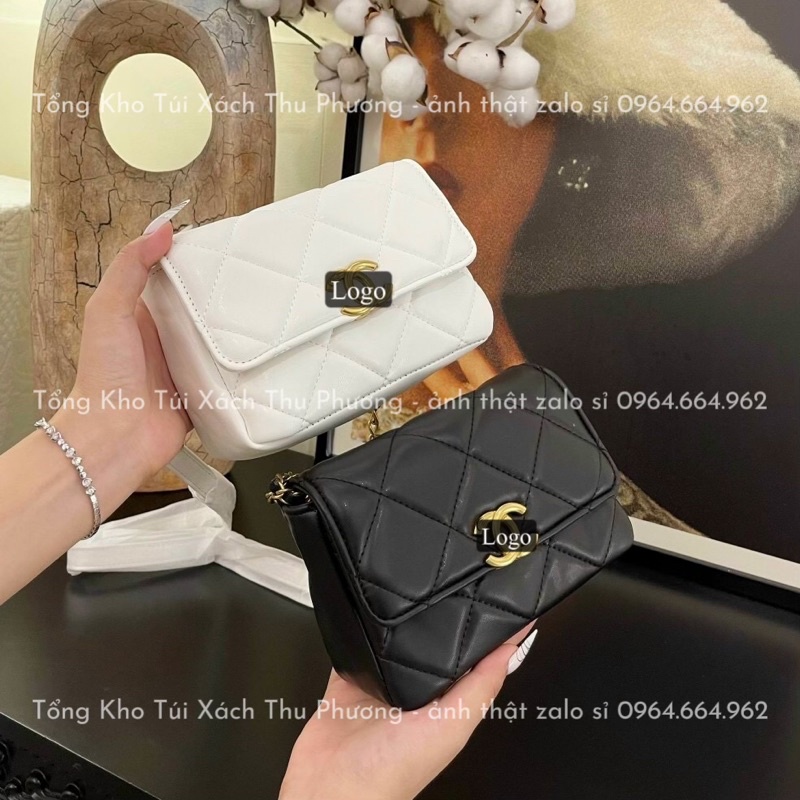 Túi đeo chéo c.ne trần trám hình vuông dây da phối xích cho nữ siêu xinh - hàng loại 1