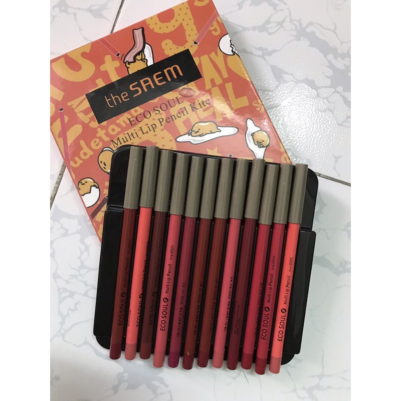 Bộ son chì 12 cây Eco Soul Multi Lip Pencil Kit hàng nội địa Thái