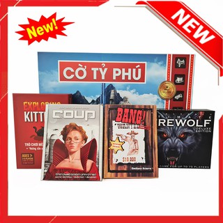 [COMBO 5 IN 1] Đồ chơi Cờ tỷ phú Monopoly + Bài ma sói Ultimate + Bài Bang + Bài Coup + Bài Mèo Nổ