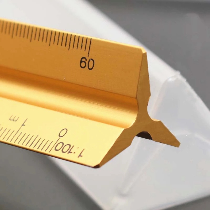 Thước Đo Lường Hình Tam Giác 30cm Bằng Nhôm Màu Đen Tỉ Lệ 1: 100-1: 500 Chất Lượng Cao