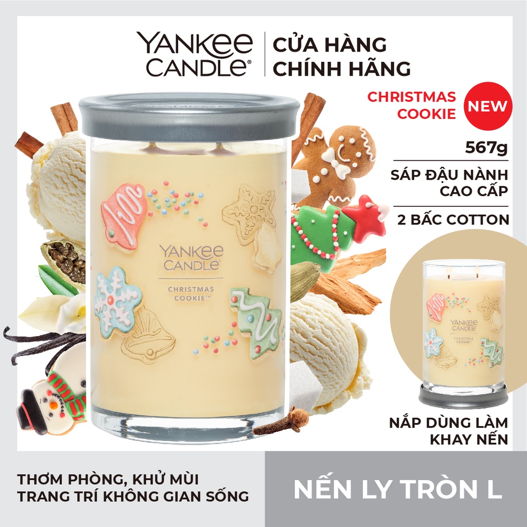 Nến ly tròn sáp đậu nành Yankee Candle size L (567g) - Christmas Cookie