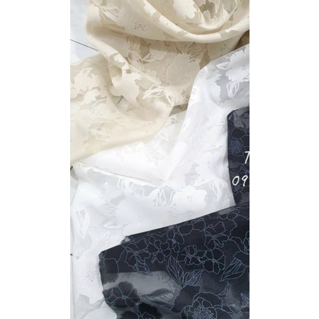 Vải tơ organza hoa hàng đẹp đảm bảo chất lượng có 3 màu trắng đen be
