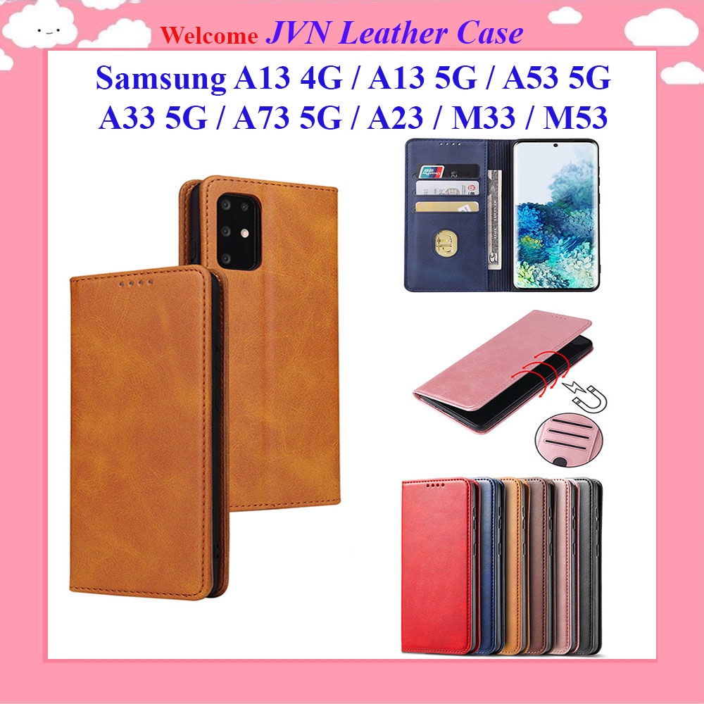 Bao da Samsung A13 4G, A13 5G, A53 5G, A33 5G, A73 5G, A23, M33, M53 kiểu ví dạng từ tính, ngăn đựng thẻ