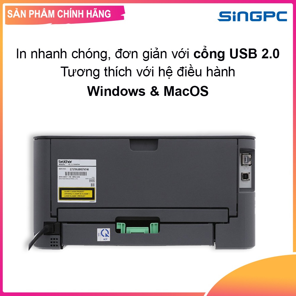 Máy in Laser Đen trắng Brother HL-L2321D A4+30 trang/1 phút, 600dpi, khay giấy 250 tờ, Đảo mặt tự động - Hàng Chính Hãng
