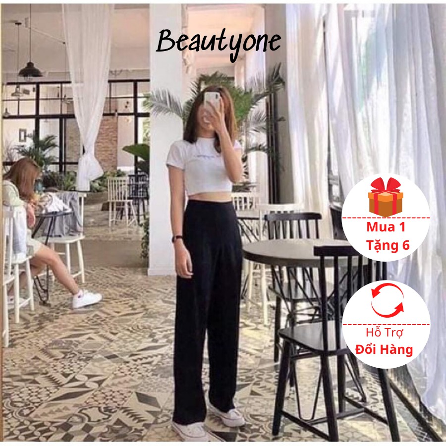 Quần Ống Rộng Lưng Cao Phong Cách Ulzzang