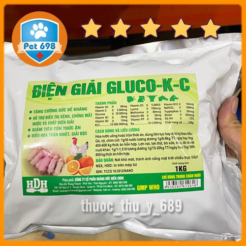 1KG Điện giải GLUCO-K-C tăng cường sức đề kháng, giải nhiệt chống nắng nóng PET-698