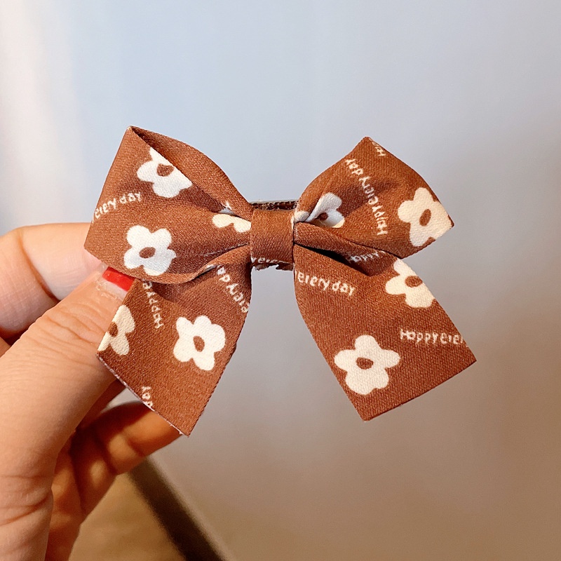 Kẹp Tóc Nơ In Họa Tiết Hoa Phong Cách Hàn Quốc Thời Trang Xinh Xắn Cho Bé Gái