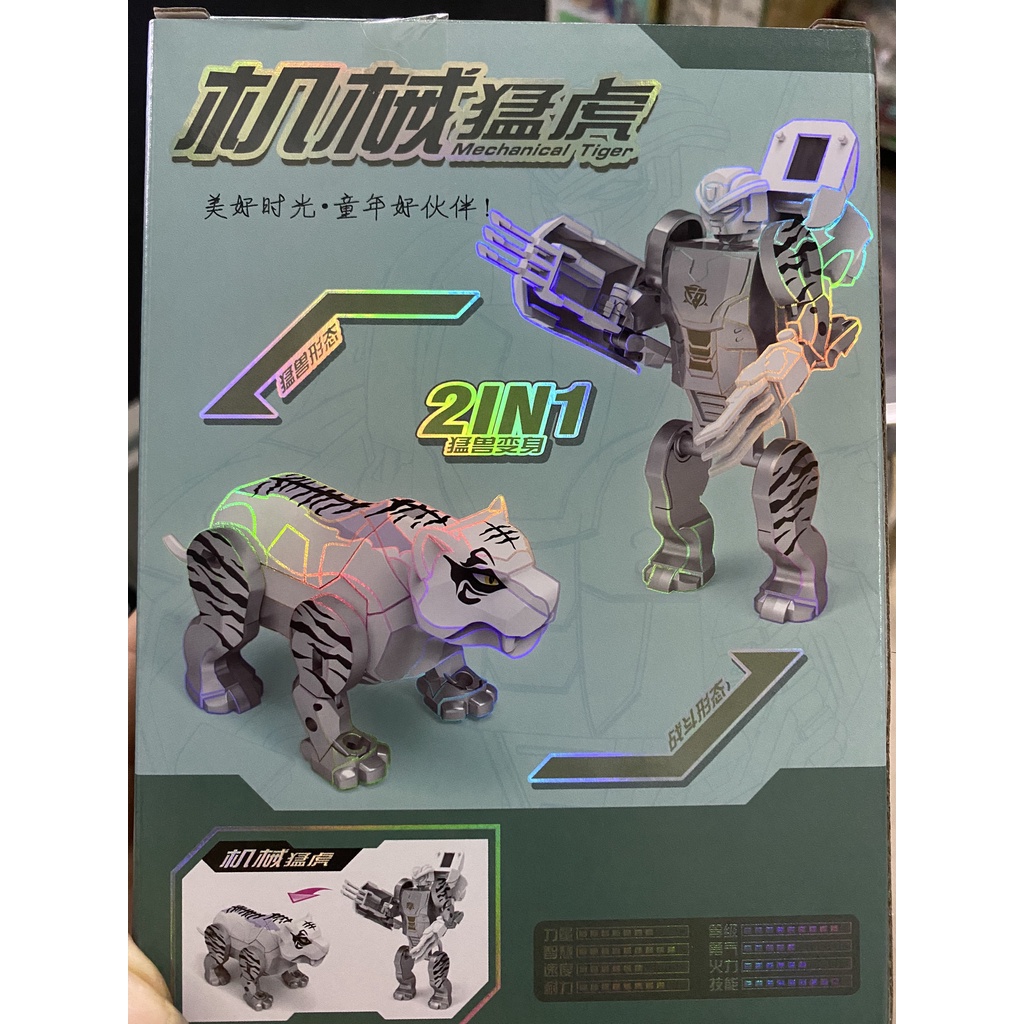 Mô Hình Đồ Chơi Biến Hình Robot Siêu Nhân Thành Tê Giác Cọp 2in1 Xoay Khớp Cho Bé