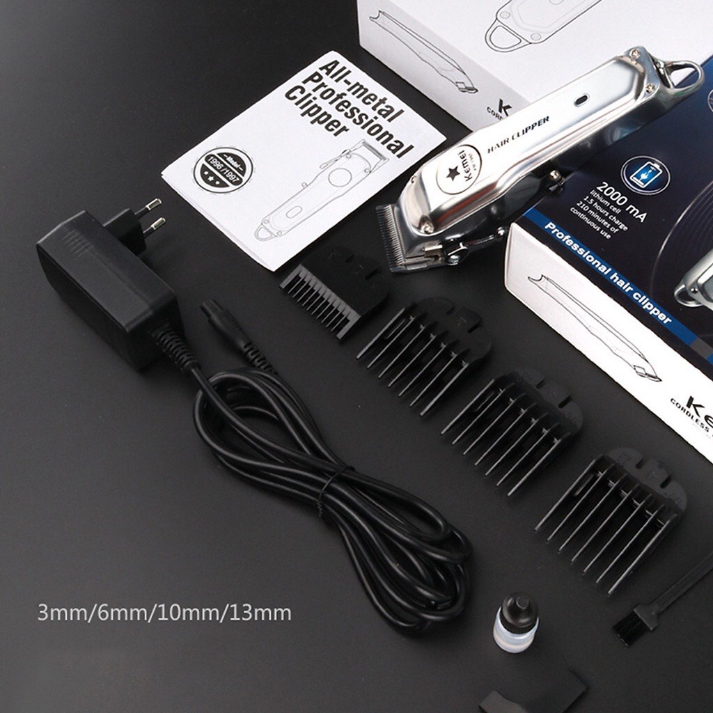 Tông Đơ Cắt Tóc Kemei KM-1997 Không Dây Cao Cấp Thân Kim Loại Chuyên Dụng Dành Cho Thợ Cắt Tóc