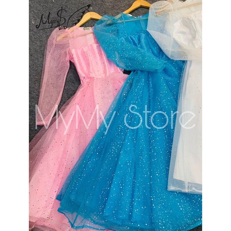 Đầm dự tiệc công chúa tay dài lưới kim tuyến TRIPBLE T DRESS - size M/L - MS138Y