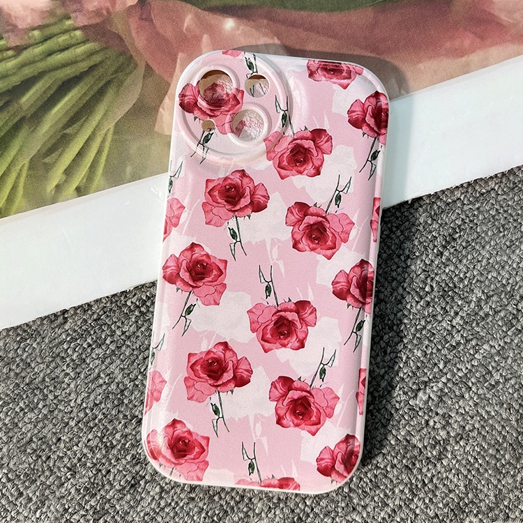 Ốp Điện Thoại Silicon In Hình Hoa Hồng Phong Cách Retro Cho Apple Iphone 12 13Pro max 11 8p xs xr