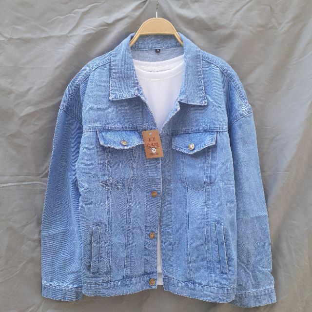 { 6 Túi  } Áo KHOÁC JEAN Khoác Bò Nam Nữ Trơn Cổ bẻ Hàn Quốc màu Xanh, Đen đơn giản  [hình Thật] Cao cấp