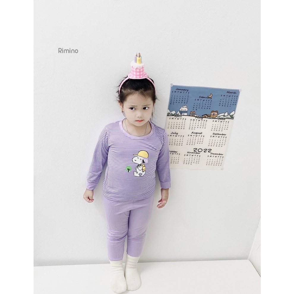 Bộ dài tay kẻ sọc hoạ tiết cún dễ thương cho bé Rimino
