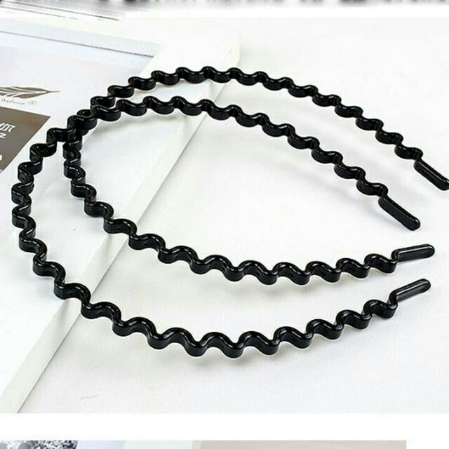 Bờm cài tóc lượn sóng màu đen (nhựa)
